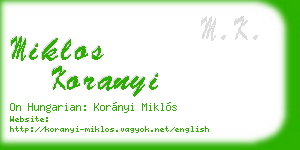 miklos koranyi business card