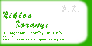 miklos koranyi business card